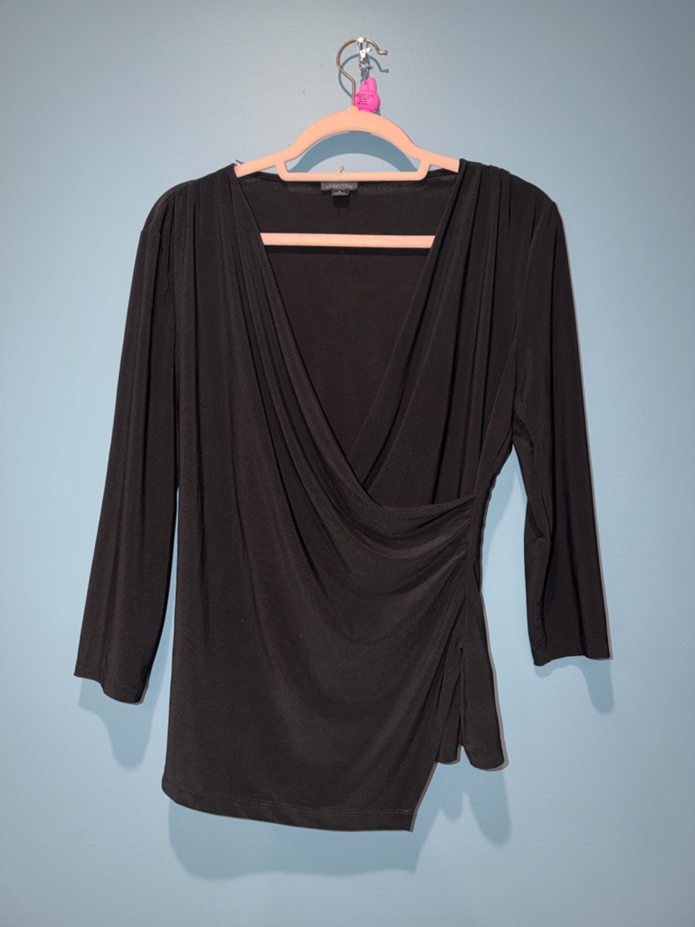 Classic Black Wrap-Style Women’s Top